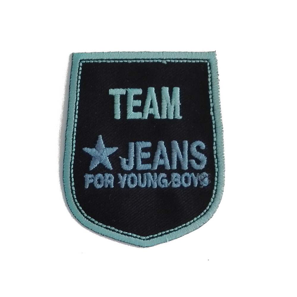 Shield Iron-on Embroidery Sticker - Team Jeans - Color Blue and Light Blue